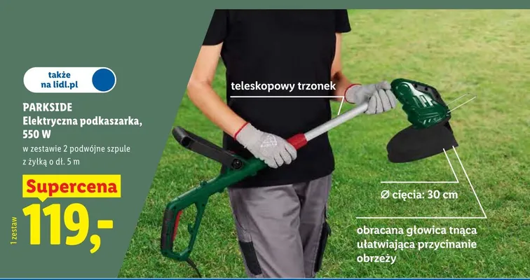 Elektryczna podkaszarka, 550 W promocja w Lidl