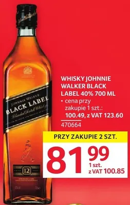 Whisky Johnnie Walker Black Label 40% 700 ml promocja w Selgros