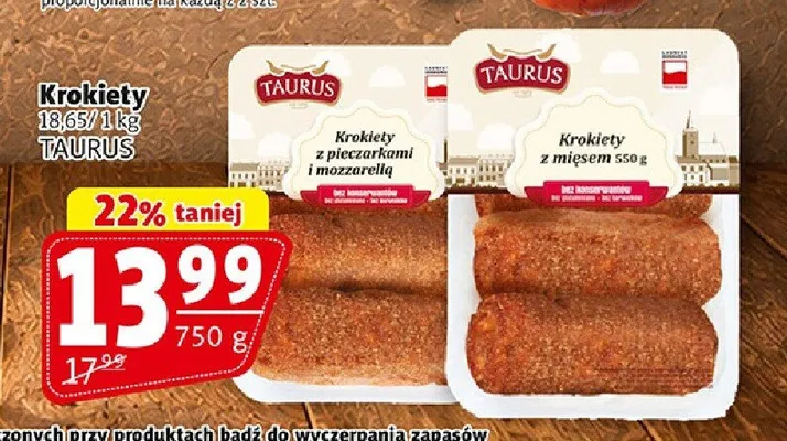 Krokiety z pieczarkami i mozzarellą Taurus promocja w Prim Market