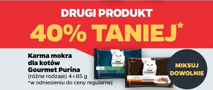 Karma mokra dla kotów Gourmet Purina, różne rodzaje DRUGA -40% promocja w Netto