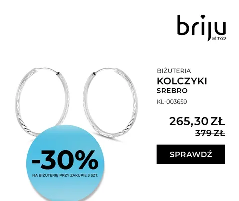 Kolczyki srebro promocja w Briju