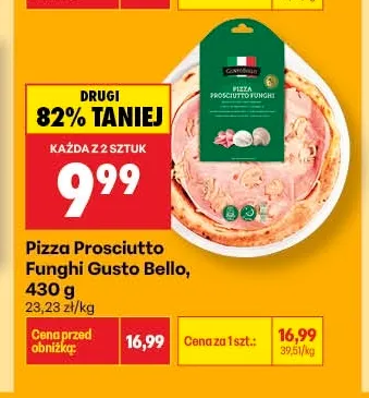 Pizza Prosciutto Funghi Gusto Bello promocja w Biedronka