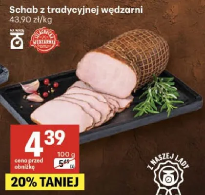 Schab z tradycyjnej wędzarni promocja w Delikatesy Centrum