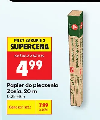 Papier do pieczenia Zosia 20m promocja w Biedronka