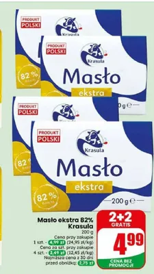 Masło ekstra Krasula 82% tłuszczu promocja w Dino