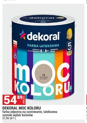 Farba lateksowa Dekoral Moc Koloru promocja w Merkury Market