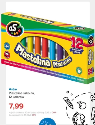 Plastelina szkolna Astra 12 kolorów promocja w Smyk
