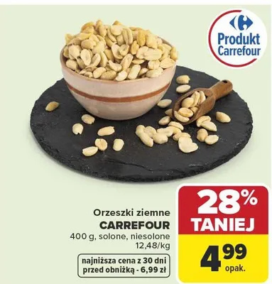 Orzechy ziemne solone, niesolone promocja w Carrefour