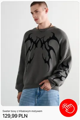 Sweter boxy z tribalowym motywem Cropp promocja w Cropp