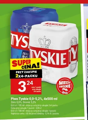 Piwo Tyskie Gronie 5,2% 4-pak 500 ml promocja w Twój Market