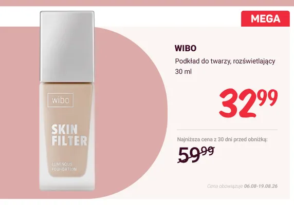 Podkład do twarzy rozświetlający Wibo Skin Filter promocja w Rossmann