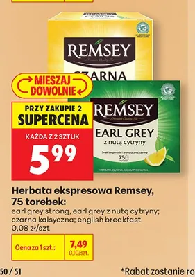 Herbata ekspresowa czarna Remsey Klasyczna promocja w Biedronka