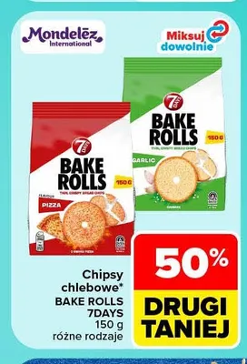 Chipsy chlebowe Garlic Bake Rolls 7Days promocja w Carrefour