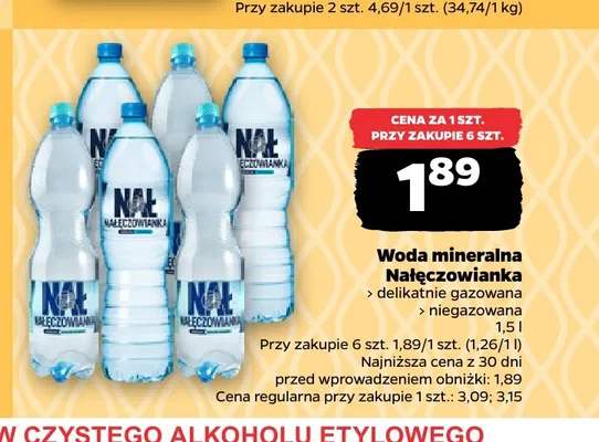 Woda mineralna gazowana Nałęczowianka delikatnie promocja w Netto