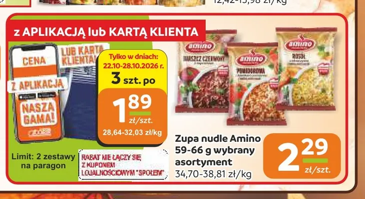 Zupa nudle Amino promocja w Społem Częstochowa