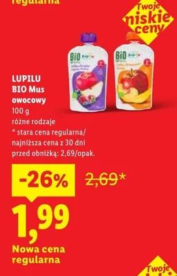 Mus owocowy Lupilu BIO promocja w Lidl