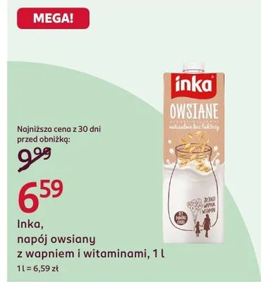 Napój owsiany z wapniem i witaminami promocja w Rossmann