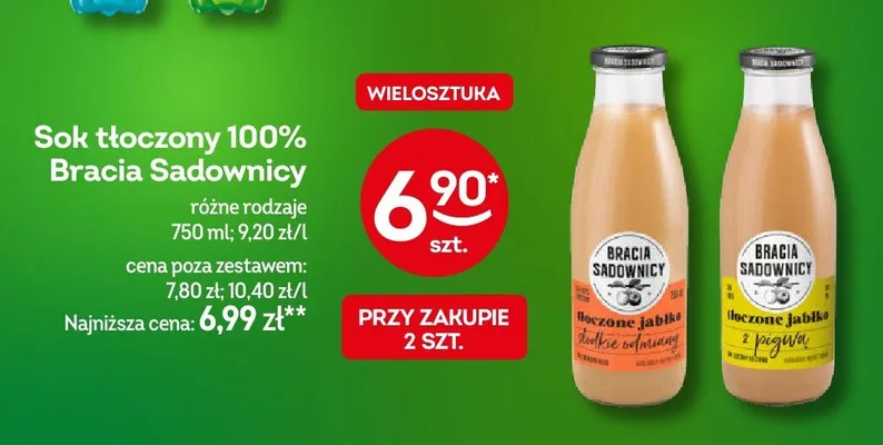 Sok tłoczony 100% Bracia Sadownicy jabłko z pigwą promocja w Żabka