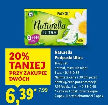 Podpaski Ultra, różne rodzaje promocja w Lidl