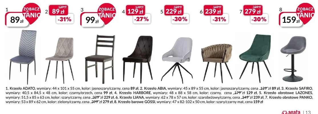 Krzesło Abia promocja w Salony Agata