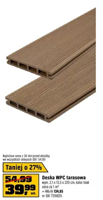 Deska WPC tarasowa 2,1x13,5x220cm kolor teak promocja w OBI