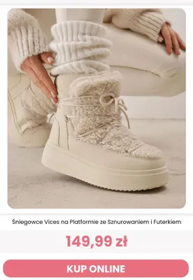 Śniegowce Vices na platformie ze sznurowaniem i futerkiem promocja w Renee