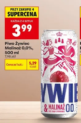 Piwo bezalkoholowe Żywiec Malinaż promocja w Biedronka