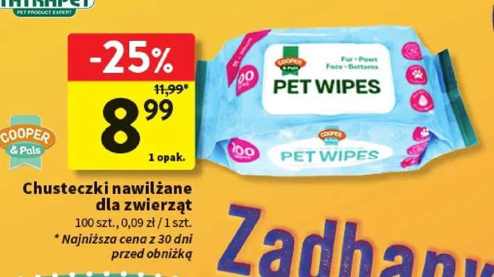 Chusteczki nawilżane dla zwierząt promocja w Intermarche