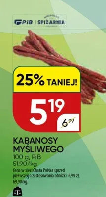 Kabanosy myśliwego promocja w Chata Polska