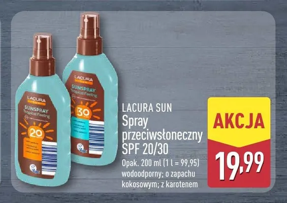 Spray przeciwsłoneczny Tropical Feeling SPF 30 Lacura Sun promocja w Aldi