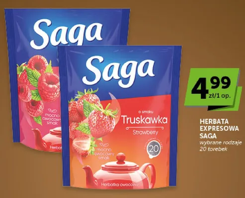 Herbata ekspresowa Saga Malina promocja w Euro Sklep