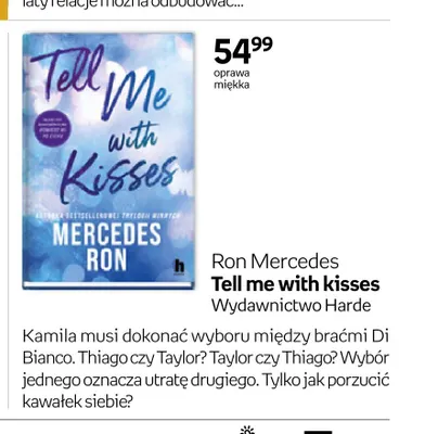 Książka Tell me with kisses Mercedes Ron oprawa miękka promocja w Empik