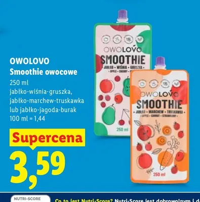 Smoothie owocowe jabłko-jagoda-burak promocja w Lidl
