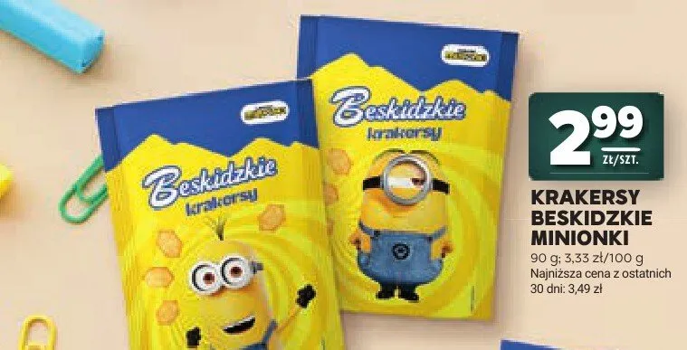 Krakersy Beskidzkie Minionki promocja w Stokrotka