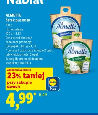 Serek puszysty Almette śmietankowy promocja w Lidl