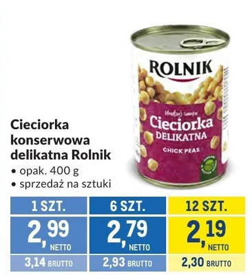 Cieciorka konserwowa Delikatna Rolnik promocja w Makro