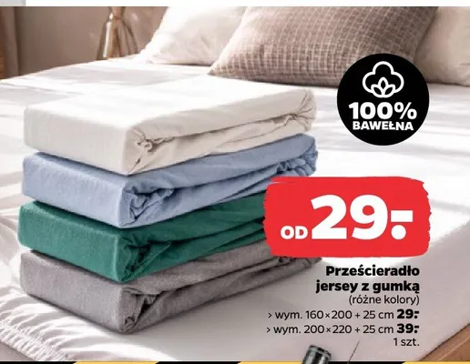 Prześcieradło jersey z gumką (różne kolory) Netto promocja w Netto