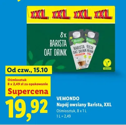 Napój owsiany Barista XXL Vemondo 8-pak promocja w Lidl