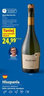 Wino musujące Mucho Más Extra Dry białe wytrawne hiszpańskie promocja w Lidl