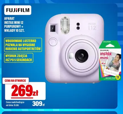 Aparat Fujifilm Instax Mini 12 purpurowy + wkłady 10 szt. promocja w RTV EURO AGD