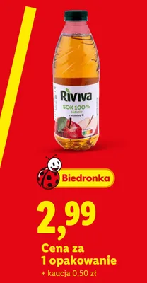 Sok Jabłko z witaminą C Riviva 100% promocja w Lidl