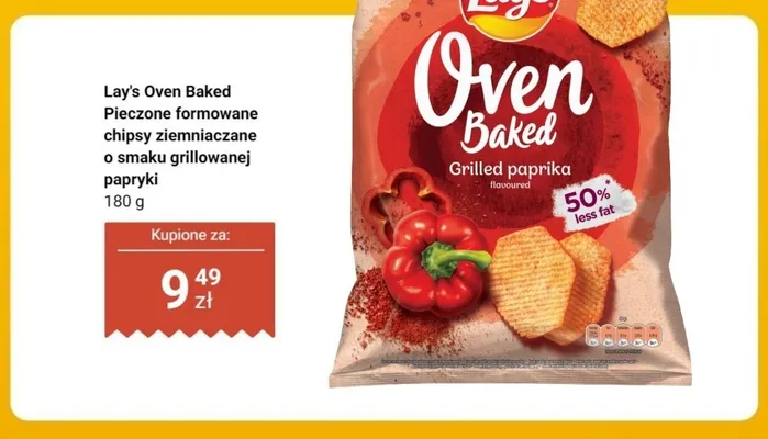 Chipsy ziemniaczane Lay's Oven Baked o smaku grillowanej papryki promocja w Dino