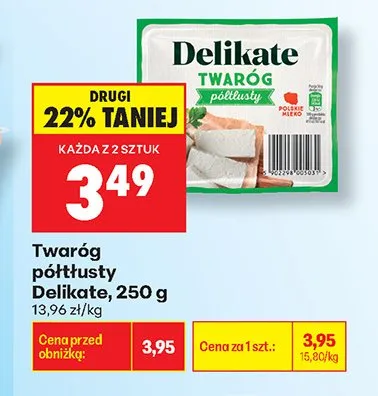 Twaróg półtłusty Delikate promocja w Biedronka