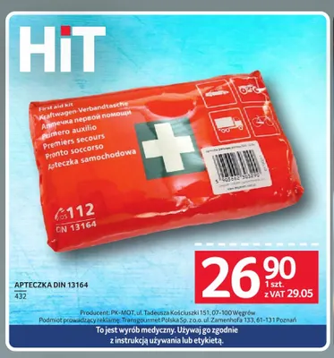 Apteczka DIN 13164 promocja w Selgros