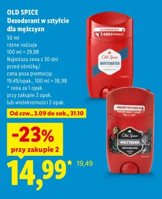 Dezodorant w sztyfcie dla mężczyzn Old Spice Wolfthorn promocja w Lidl