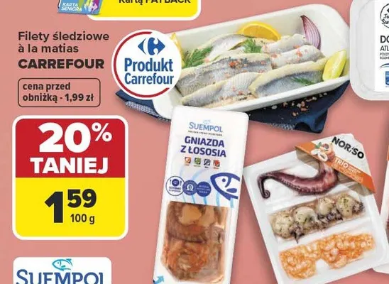 Ośmiornica gotowana, trio owoców morza macki, trio promocja w Carrefour Market