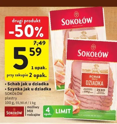 Szynka jak u dziadka Sokołów promocja w Intermarche