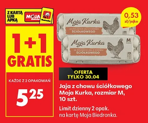 Jaja z chowu ściółkowego Moja Kurka rozmiar M promocja w Biedronka