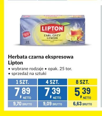 Herbata czarna ekspresowa Lipton promocja w Makro