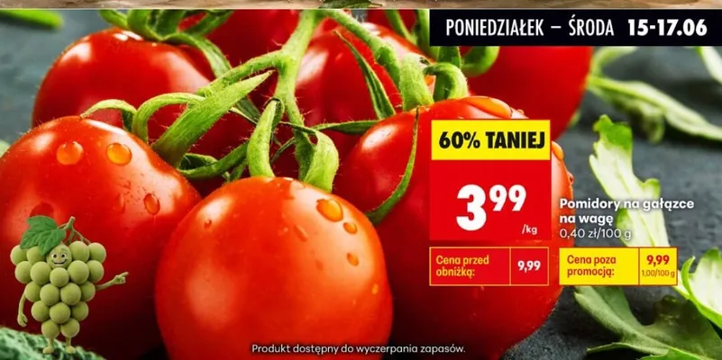 Pomidory na gałązce promocja w Biedronka